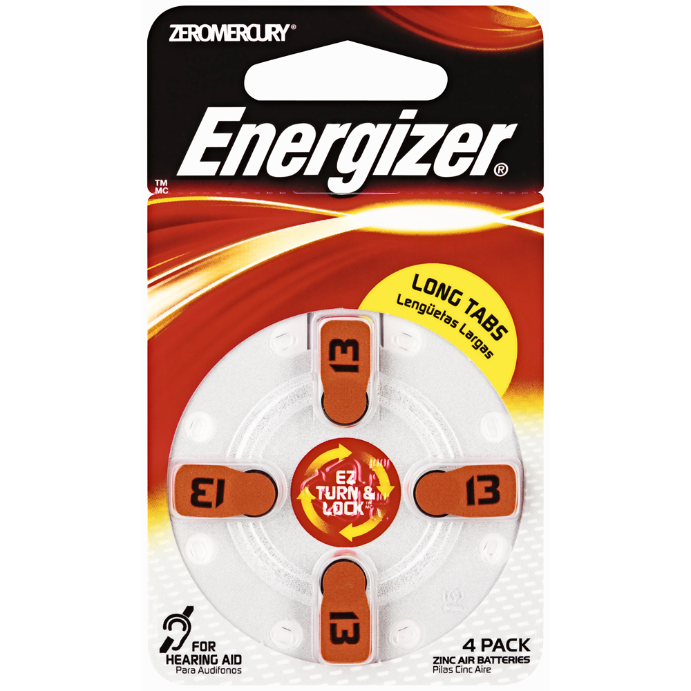 ENERGIZER Hearing Aid Batteries AZ10 Turn & Lock 4 Pack