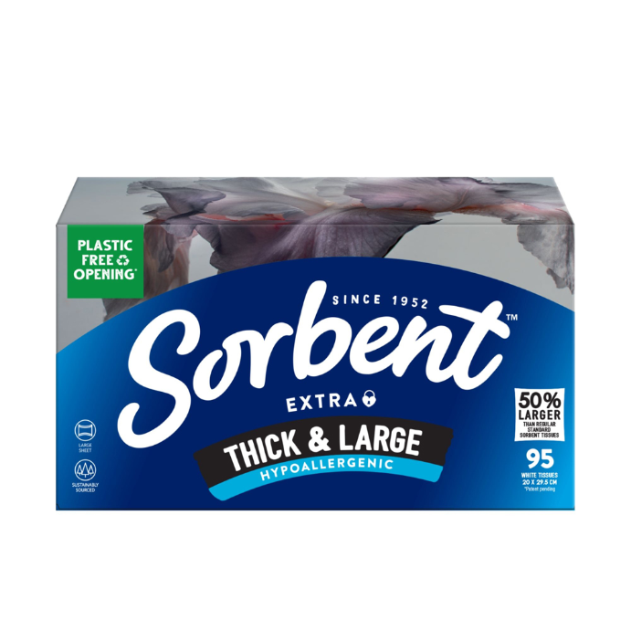 SORBENT Hypo-Allergenic Facial Tissue Thick & Large 95 Pack