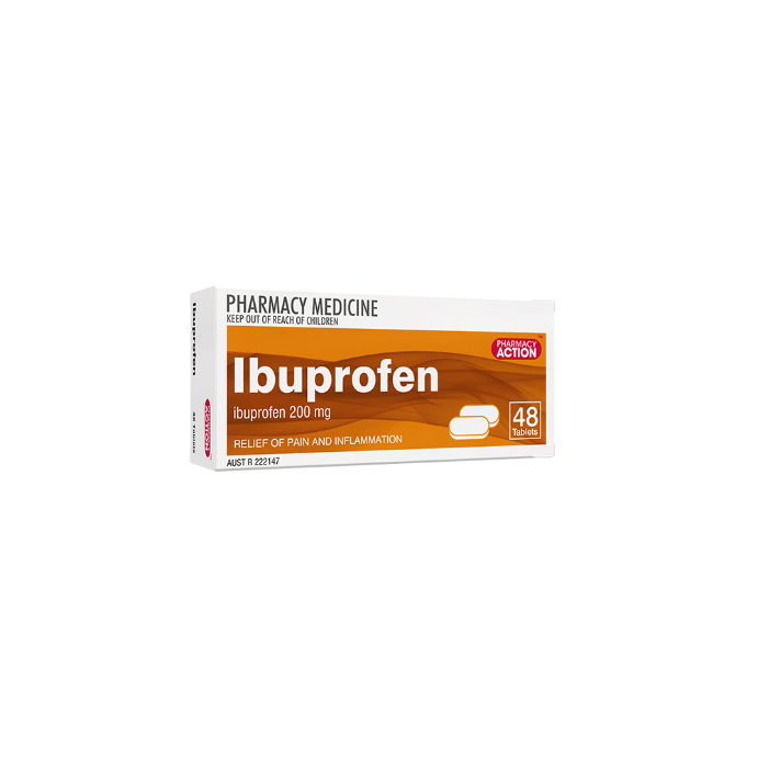 PHARMACY ACTION Ibuprofen 200mg 48 Tablets