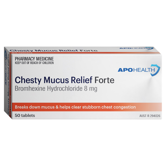 APO HEALTH Chesty Mucus Relief Forte 8mg Blister Pack 50 Tablets