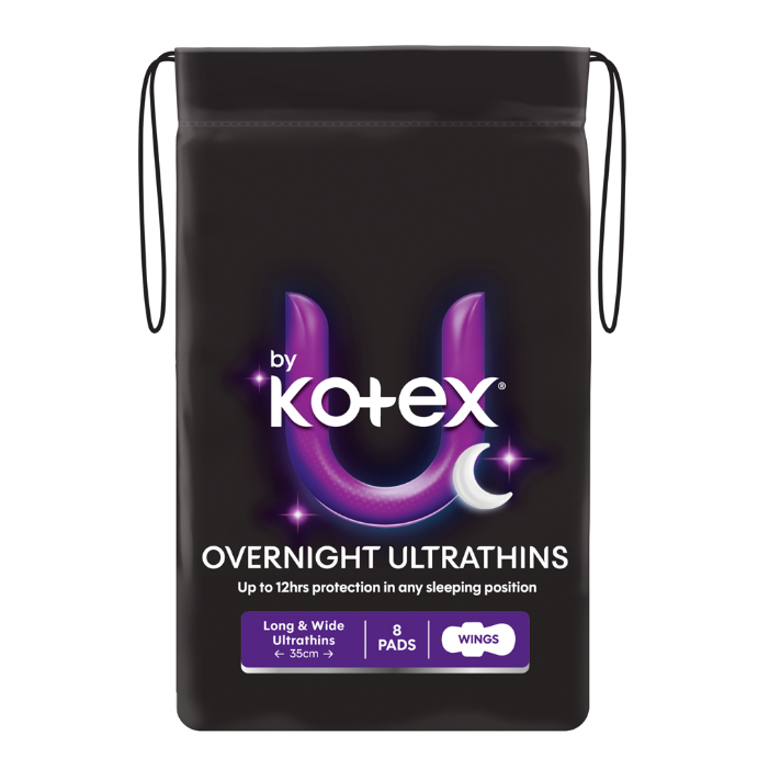 U By Kotex Overnight Ultrathins Long with Wings 8 Pack