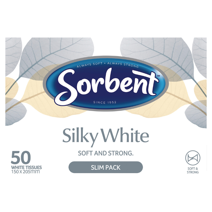 SORBENT Soft White On the Go Facial Tissues 50 Pack