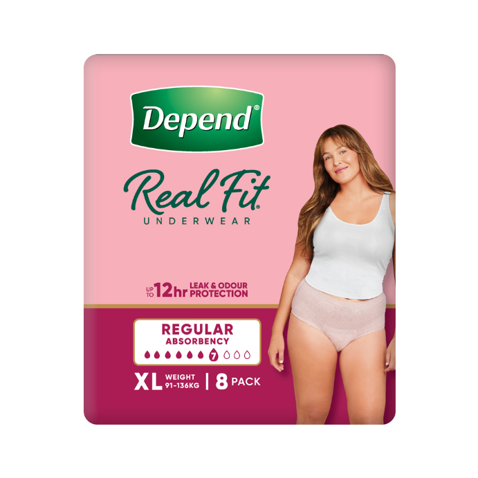 Depend Real Fit Underwear for Women Regular Absorbency XL 8 Pack