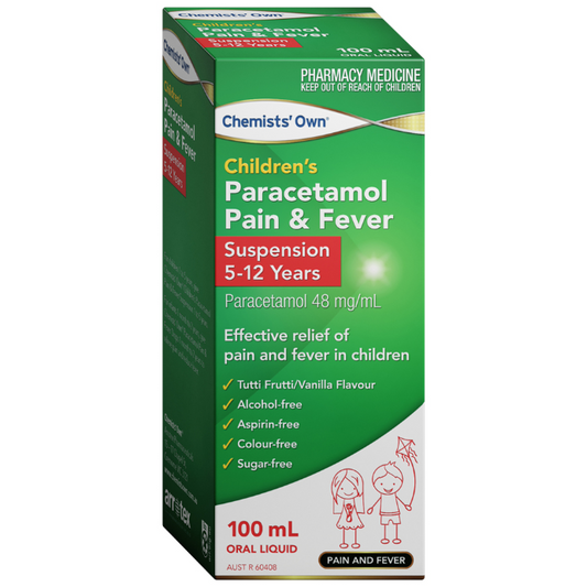 Chemists' Own Children's Paracetamol Pain & Fever Suspention 120mg/5mL 5-12 Years 100mL
