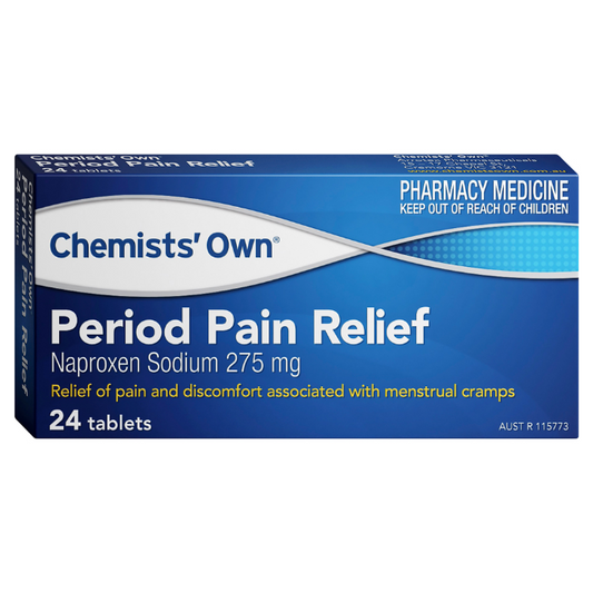 Chemists' Own Period Pain Relief Naproxen Sodium 275mg 24 Tablets