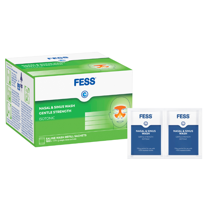 FESS Nasal & Sinus Wash Gentle Strength Saline Wash Refill Sachets 100 x 1.94g Piece Set