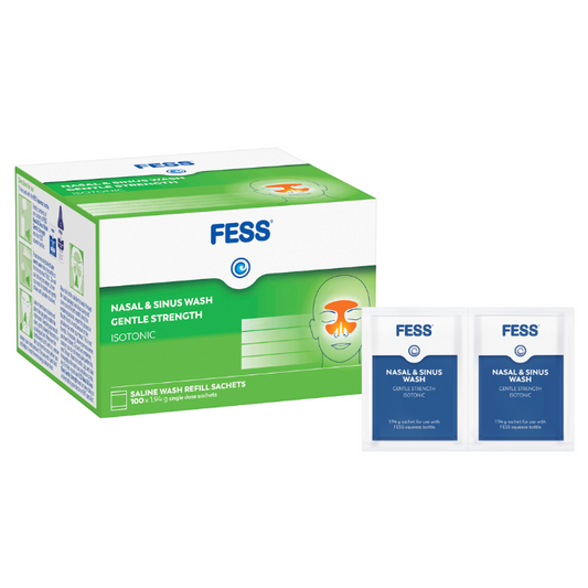 FESS Nasal & Sinus Wash Gentle Strength Saline Wash Refill Sachets 100 x 1.94g Piece Set