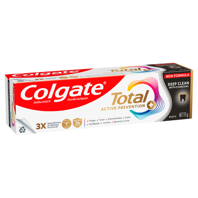 Colgate Total Active Prevention+ Toothpaste Deep Clean with Charcoal 115g
