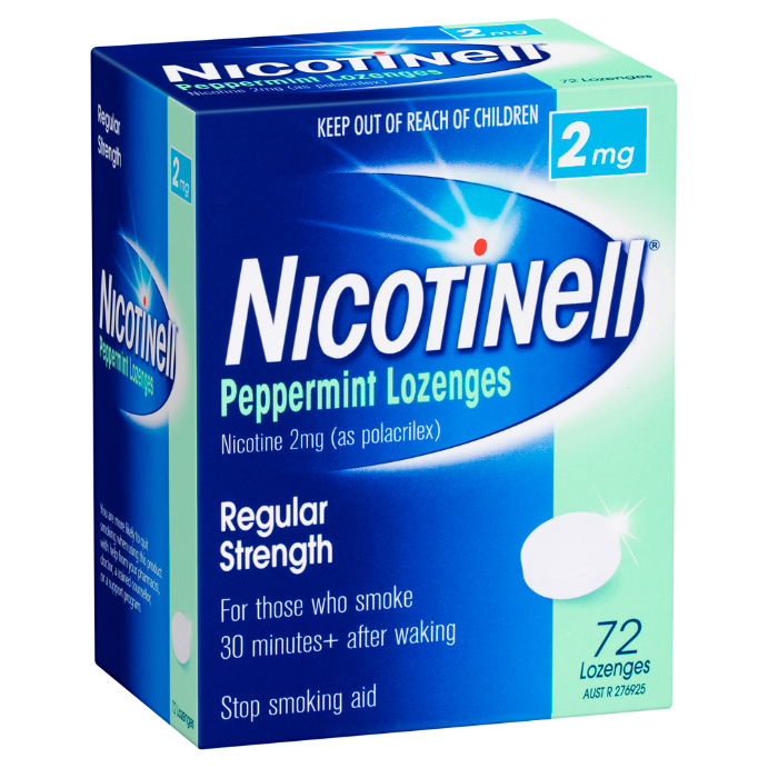 Nicotinell Nicotine 2mg Regular Strength Peppermint 72 Lozenges