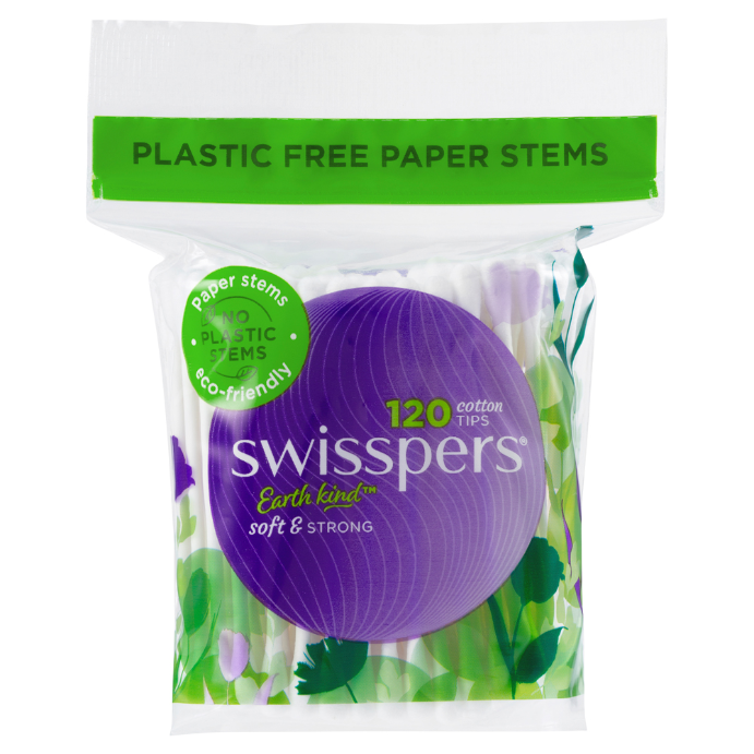 Swisspers Cotton Tips Paper Stems 120 Pack