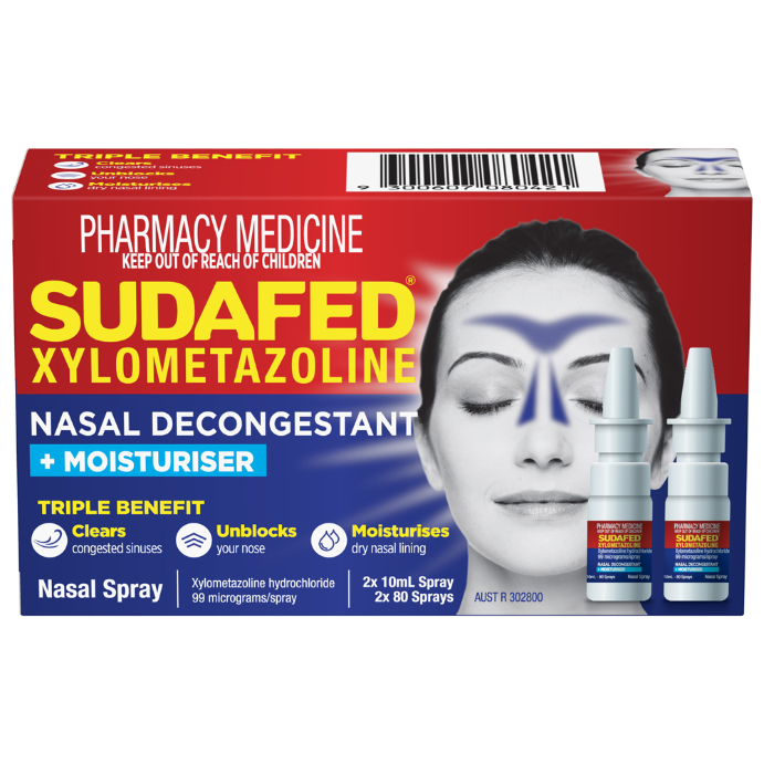 Sudafed Xylo Nasal Decongestant Spray 10mL x 2 Pack