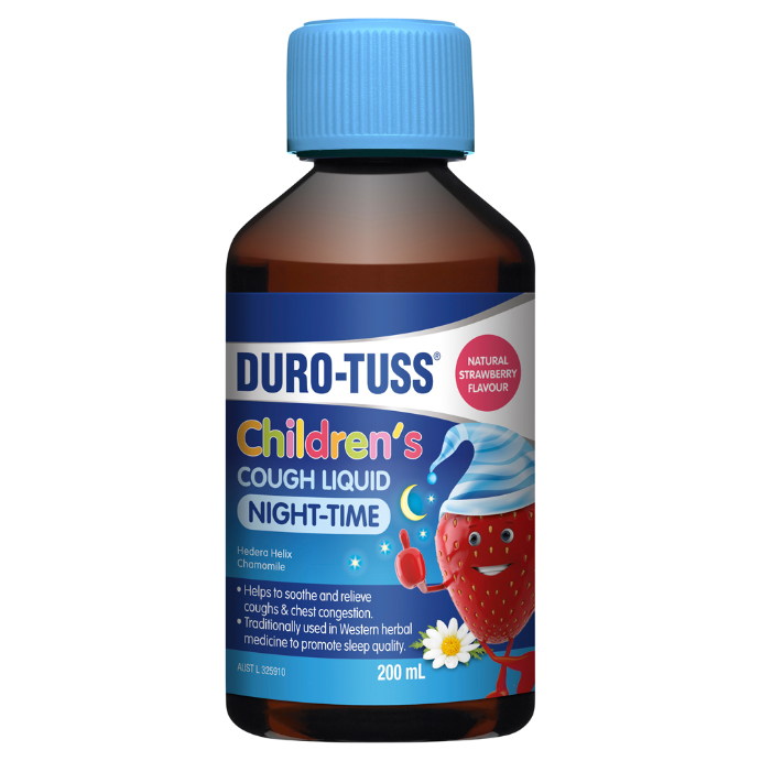 Duro-Tuss Children's Cough Liquid Night-Time Strawberry Flavour 200mL