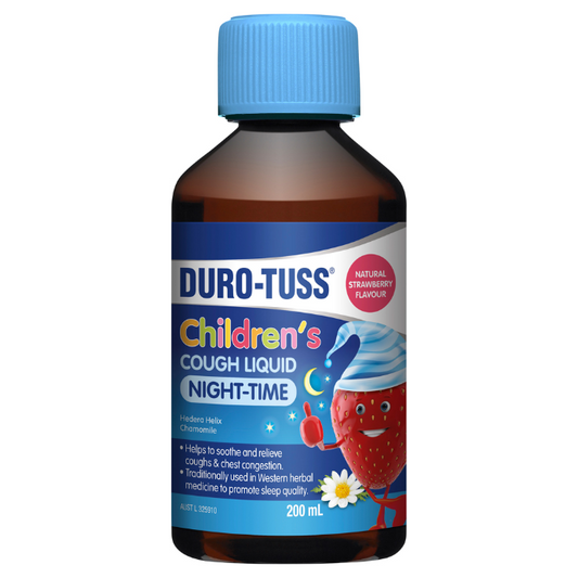 Duro-Tuss Children's Cough Liquid Night-Time Strawberry Flavour 200mL