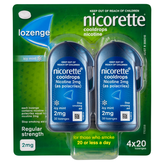 NICORETTE® Cooldrops Nicotine 2mg Regular Strength Icy Mint 4 x 20 Lozenges