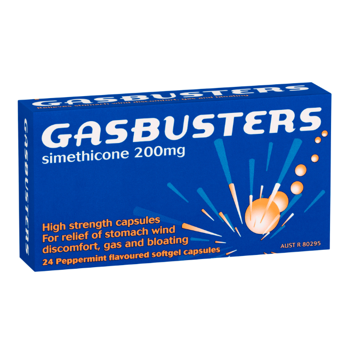 Gasbusters Simethicone 200mg Peppermint Flavoured 24 Soft Gel Capsules