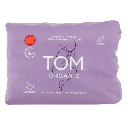 TOM Organic Pad Overnight Pads with Wing 8 Pack