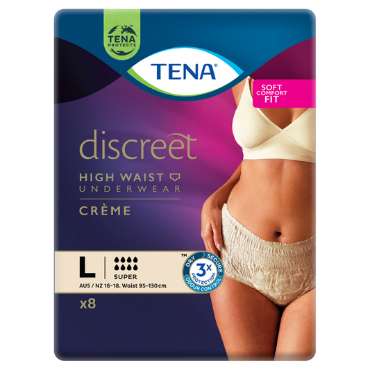 Tena Discreet High Waist Underwear Super Crème L 8 Pack