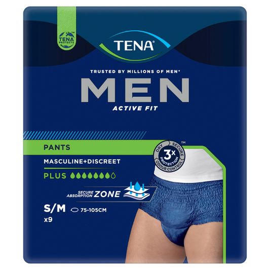 Tena Men Active Fit Pants Plus Blue S/M 9 Pack