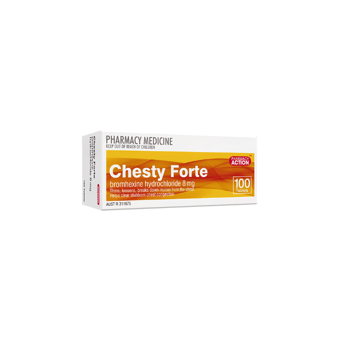 PHARMACY ACTION Chesty Forte 100 Tablets