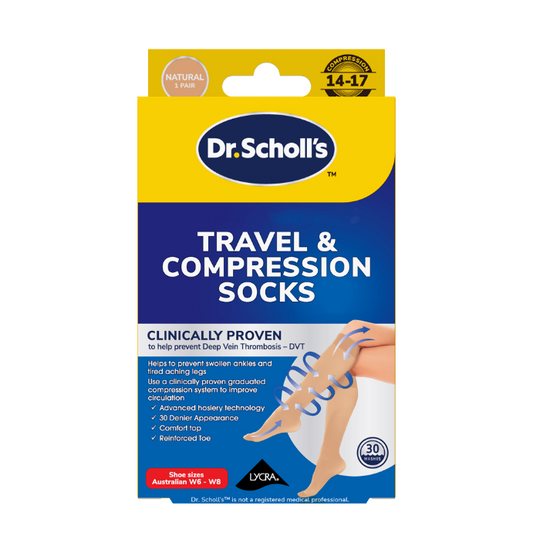 Scholl Travel & Compression Socks Natural Size 6-8 1 Pair