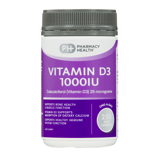 Pharmacy Health Vitamin D3 1000IU 250 Capsules