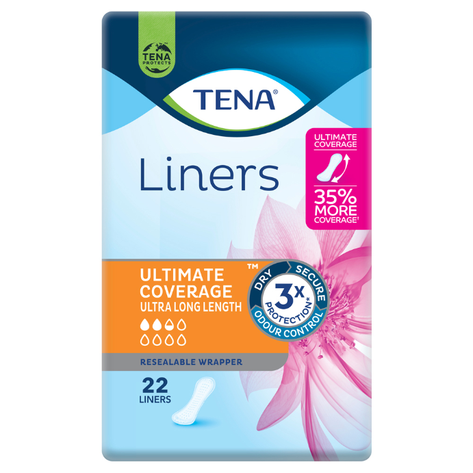 Tena Liners Ultimate Coverage Ultra Long Length 22 Pack