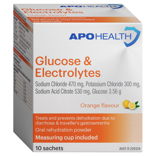 APO HEALTH Glucose & Electrolytes Orange Flavour 10 Sachets