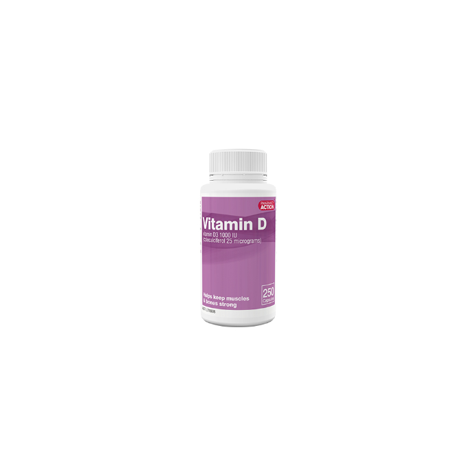 PHARMACY ACTION Vitamin D 1000IU 250 Capsules