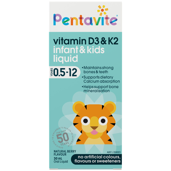 Penta-vite Kids Vitamin D3 & K2 Infant & Kids Liquid Natural Berry Flavour 30mL
