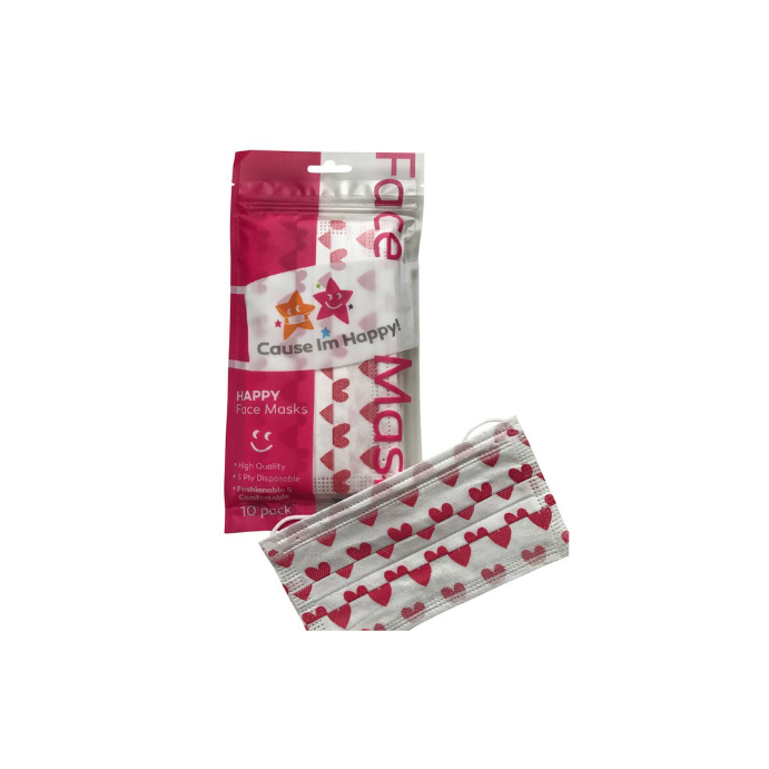 CAUSE I'M HAPPY Face Mask Hearts 10 Pack