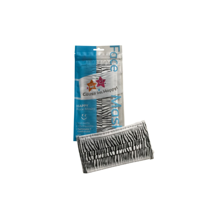 CAUSE I'M HAPPY Face Mask Zebra 10 Pack