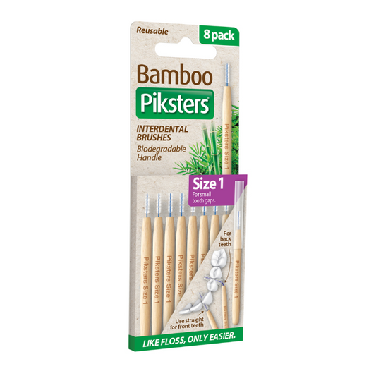 Piksters Bamboo Interdental Brushes Purple Size 1 8 Pack