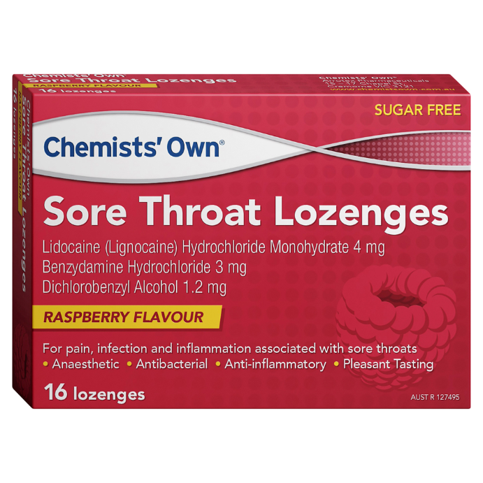 Chemists' Own Sore Throat Raspberry 16 Lozenges