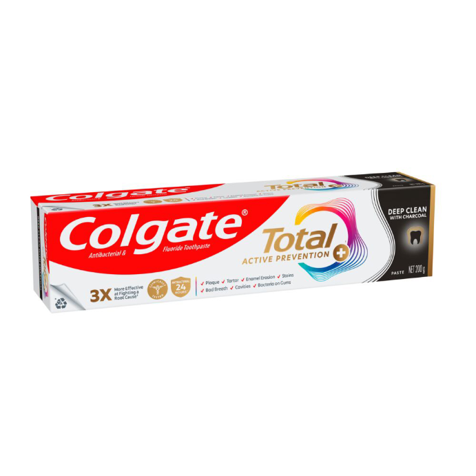 Colgate Total Active Prevention+ Deep Clean with Charcoal Toothpaste 200g