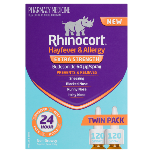 RHINOCORT Hayfever & Allergy Extra Strength Non-Drowsy Twin Pack 2 x 120 Sprays