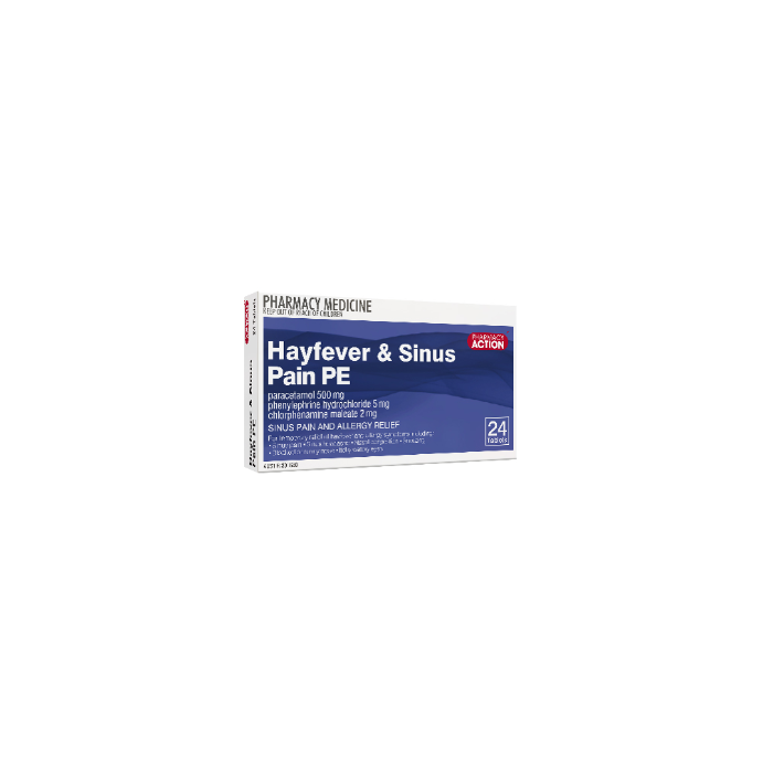 PHARMACY ACTION Hayfever & Sinus Pain PE 500mg/5mg/2mg 24 Tablets