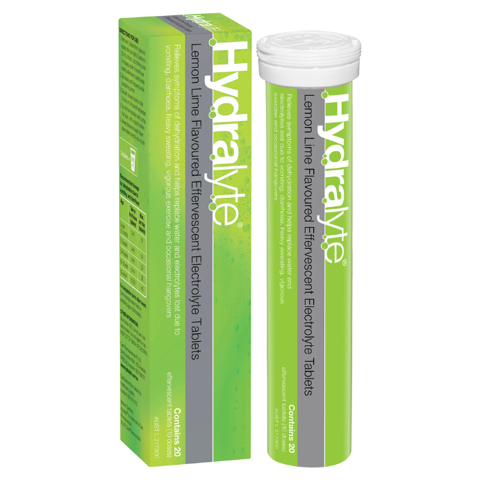 Hydralyte Lemon Lime Flavoured Electrolyte 20 Effervescent Tablets