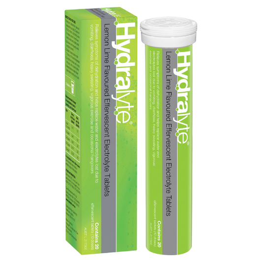 Hydralyte Lemon Lime Flavoured Electrolyte 20 Effervescent Tablets