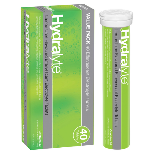 Hydralyte Lemon Lime Flavoured Electrolyte 40 Effervescent Tablets