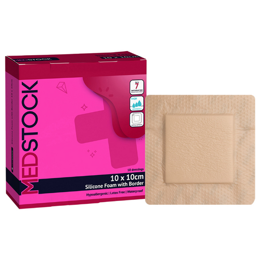 Medstock Silicone Foam With Border 10cm x 10cm 10 Pack
