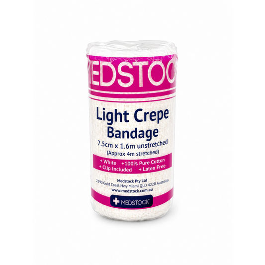 Medstock Light Crepe Band with Clip 7.5cm x 1.6m 1 Roll