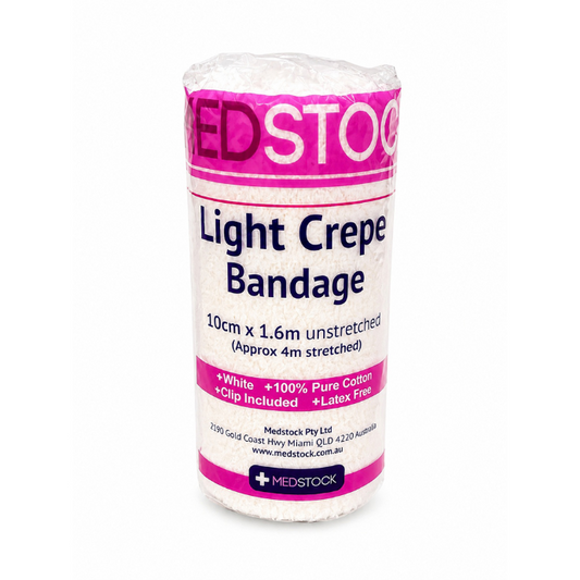 Medstock Light Crepe Band with Clip 10cm x 1.6m 1 Roll