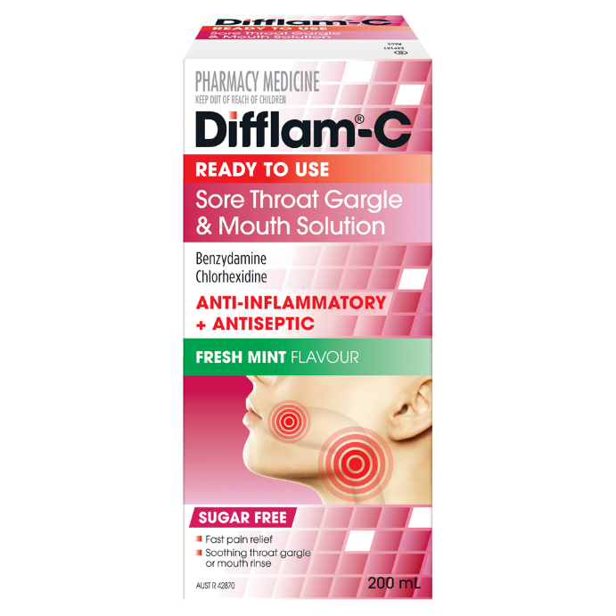 Difflam-C Sore Throat Gargle & Mouth Solution 200mL