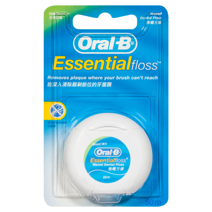 Oral-B Essential Waxed Dental Floss Mint Flavour 50 Metres