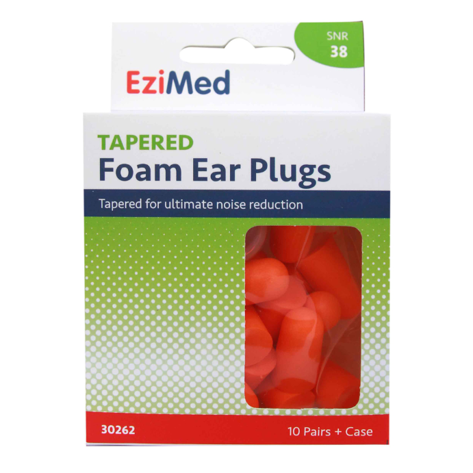 Ezy Dose Tapered Foam Ear Plugs 10 Pair + Case 10 Pack