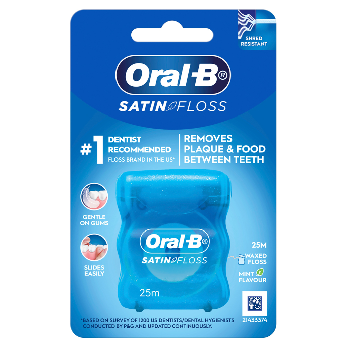 Oral-B Satin Tape Clean Dental Floss Mint 25m 1 Pack