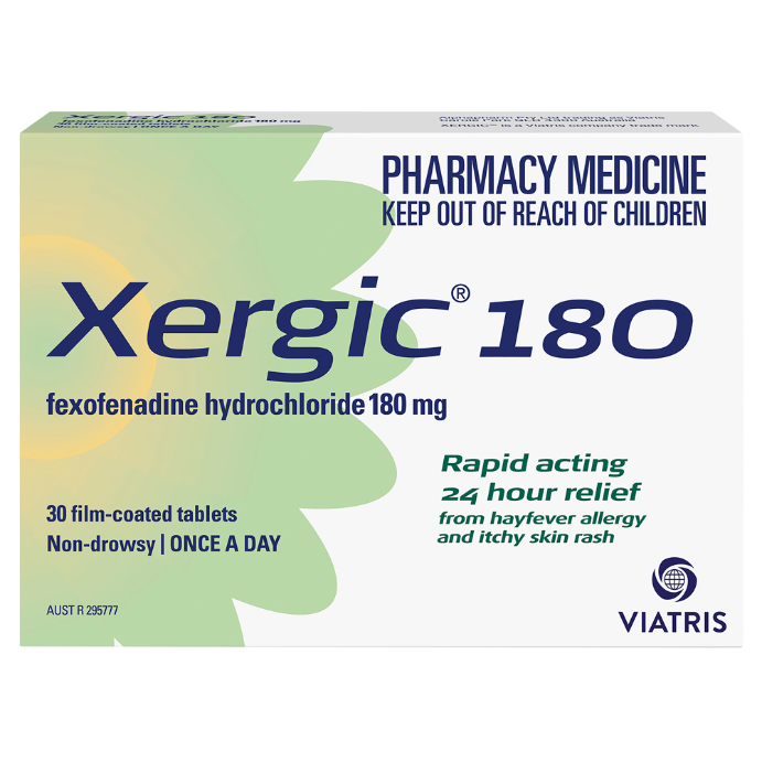 Xergic Fexofenadine Hydrochloride 180mg 30 Tablets