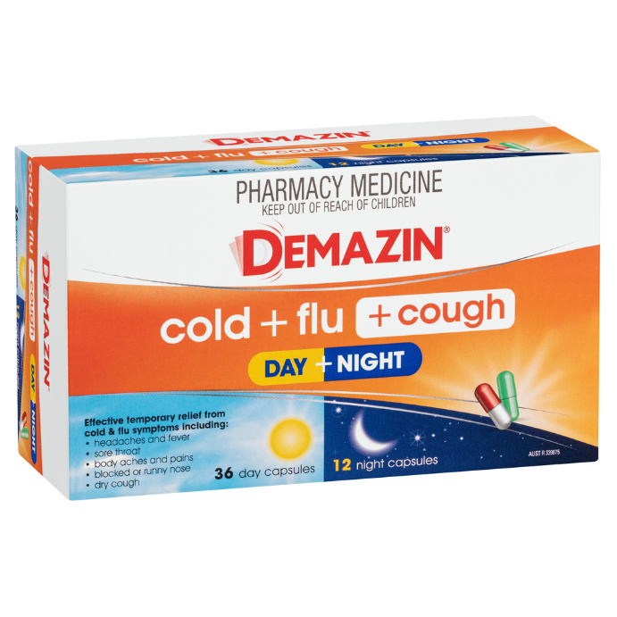 Demazin Cold + Flu + Cough Day + Night 48 Capsules