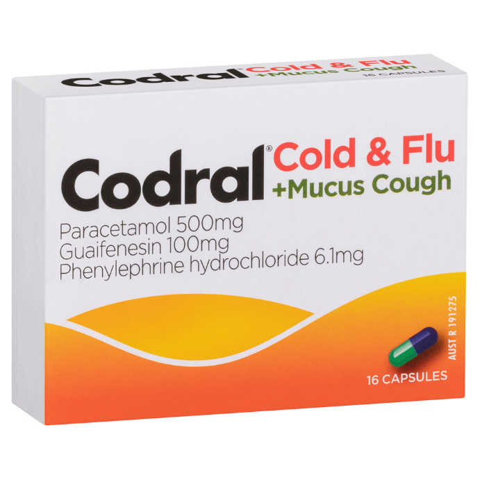 CODRAL® Cold & Flu + Mucus Cough 16 Capsules