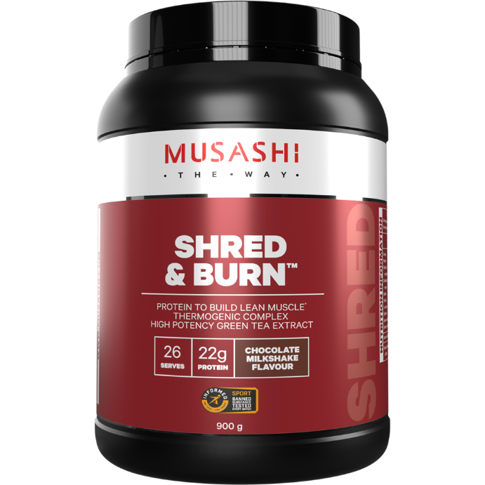 Musashi Shred & Burn Protein Chocolate Milkshake 900g